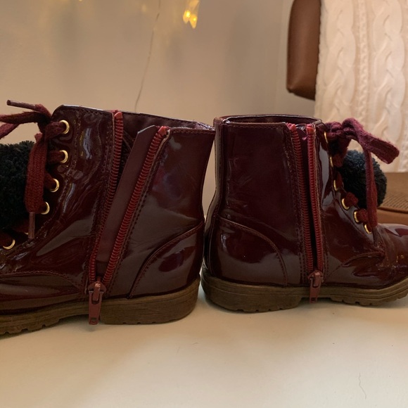 Rampage Girls fun patent burgundy/wine combat boot - Picture 5 of 8